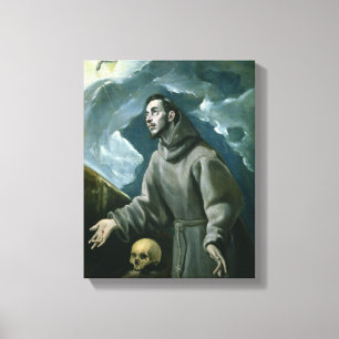 St Francis häleri stigmatana (olja på kanfas) Canvastryck