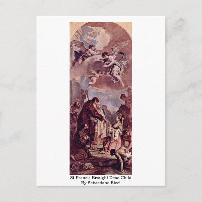 St.Francis har fött ett dött barn av Sebastiano Ri Vykort (Framsida)