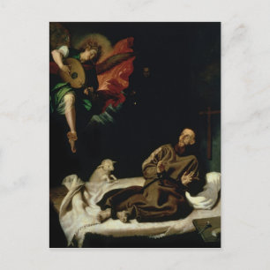St. Francis komforsterad av en Angel Musician Vykort