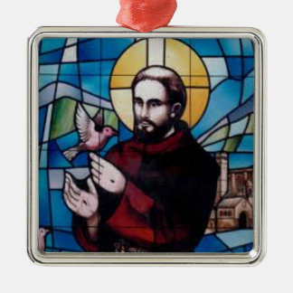 St Francis målat glass avbildar med duvan Julgransprydnad Metall
