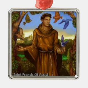 St Francis med fåglar, den älskvärda prydnaden Julgransprydnad Metall