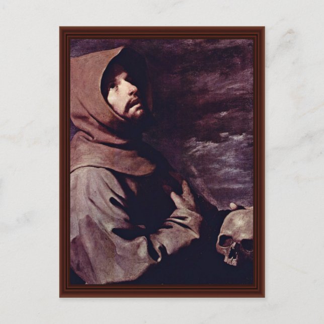 St. Francis Meditating with Skull Vykort (Framsida)