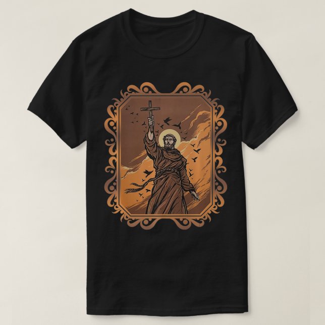 St Francis of Assisi Art Patron Saint of Animals C T Shirt (Design framsida)