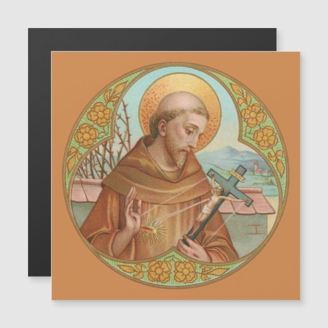 St Francis of Assisi (BK02) Magnethälsningskort (Fram/baksida)