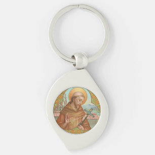 St. Francis of Assisi (BK 002) Swirl Silverfärgad Nyckelring