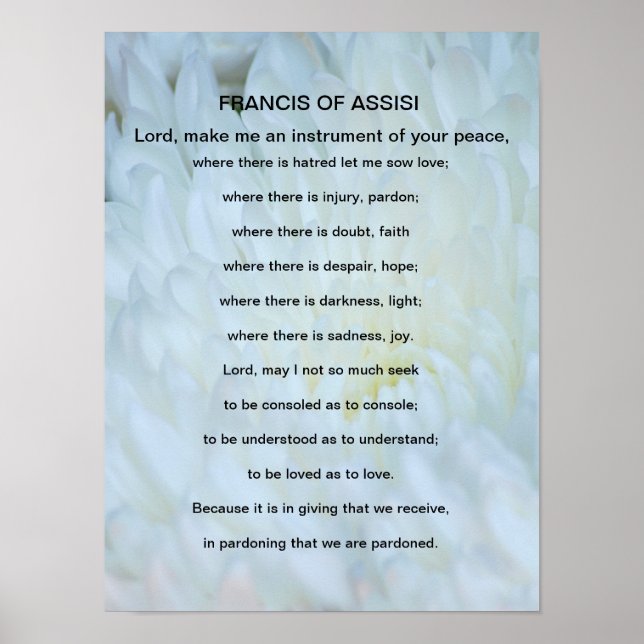 St Francis of Assisi-bön Poster (Framsidan)