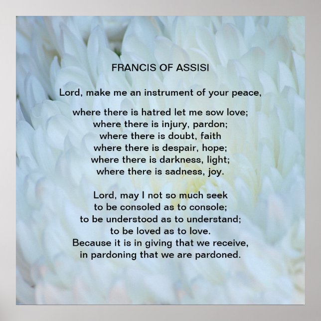 St Francis of Assisi-bön Poster (Framsidan)