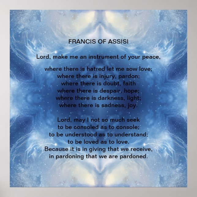 St Francis of Assisi-bön Poster (Framsidan)
