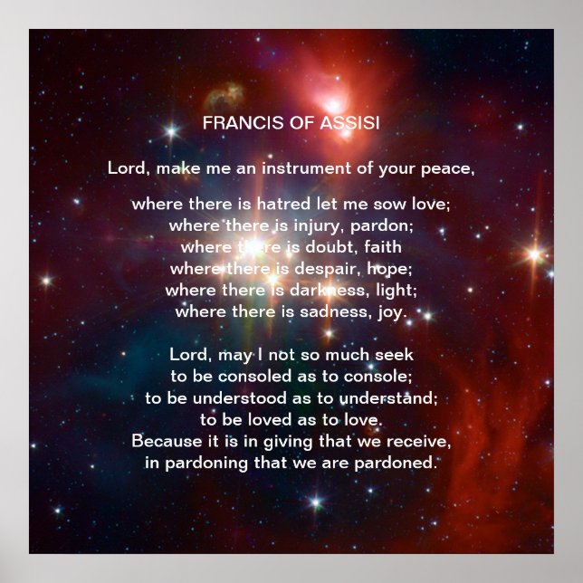 St Francis of Assisi-bön Poster (Framsidan)