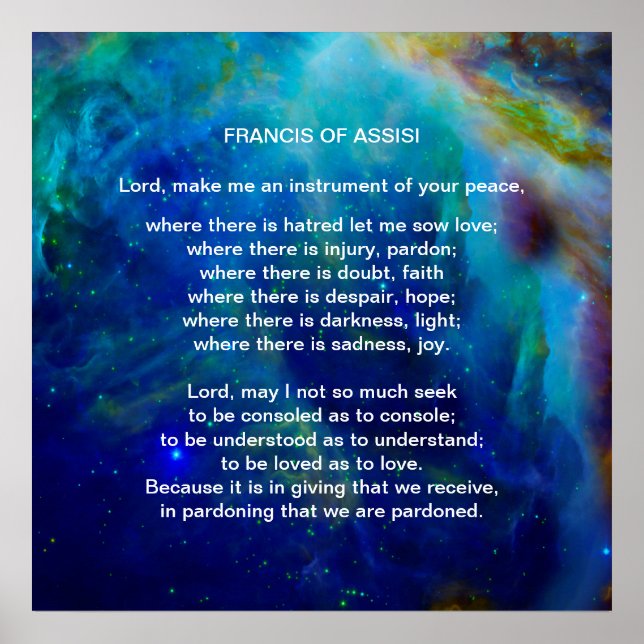 St Francis of Assisi-bön Poster (Framsidan)