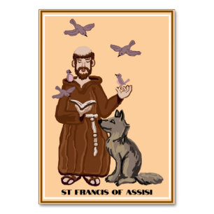 St Francis of Assisi-bönekort Bordsnummer