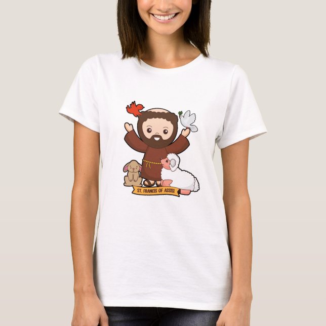 St. Francis of Assisi Catholic T-Shirt for Women (Framsida)