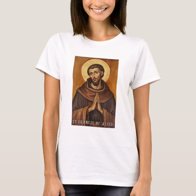 St. Francis of Assisi Catholic T-Shirt for Women (Framsida)