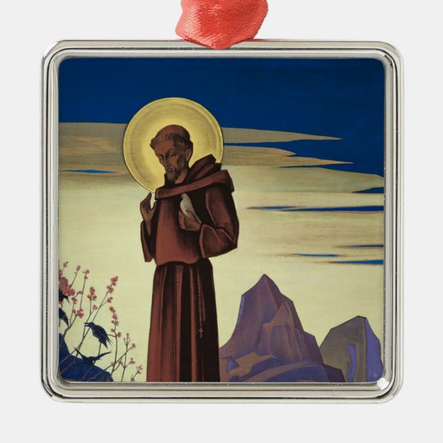 St. Francis of Assisi (Christian Saint) Julgransprydnad Metall (Framsidan)