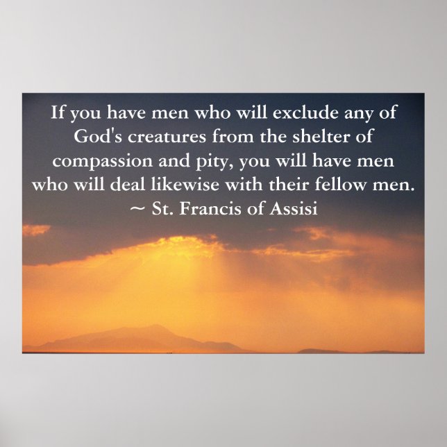 St. Francis of Assisi citerar om animaliska Höger Poster (Framsidan)
