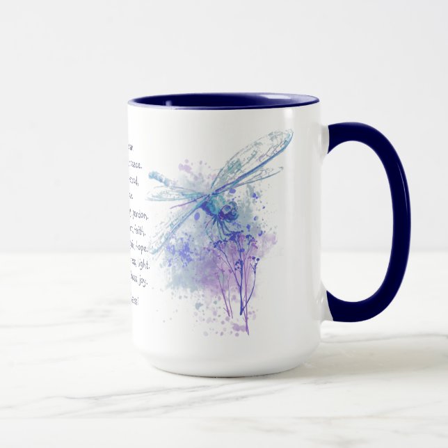 St. Francis of Assisi Dragonfly in Blue Nature Art Mugg (Höger)