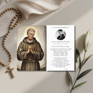 St Francis of Assisi Funeral Sympathy Prayer Card Visitkort