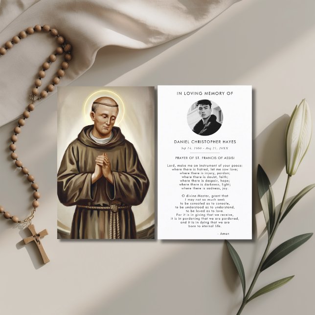 St Francis of Assisi Funeral Sympathy Prayer Card Visitkort (Skapare uppladdad)
