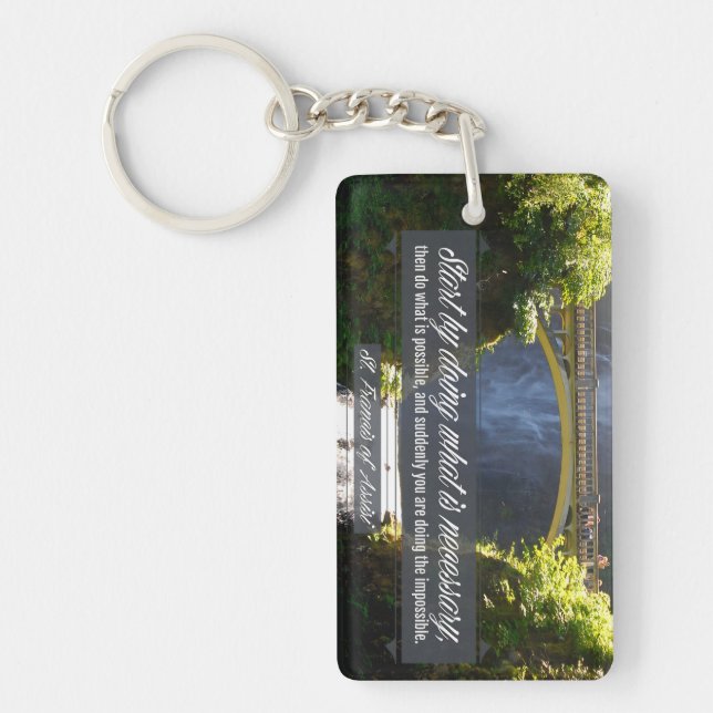 St Francis of Assisi inspirational Quote "Doing" Nyckelring (Framsidan)