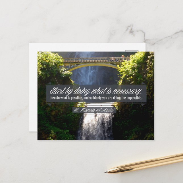 St Francis of Assisi inspirational Quote "Doing" Vykort (Fram/Back In Situ)