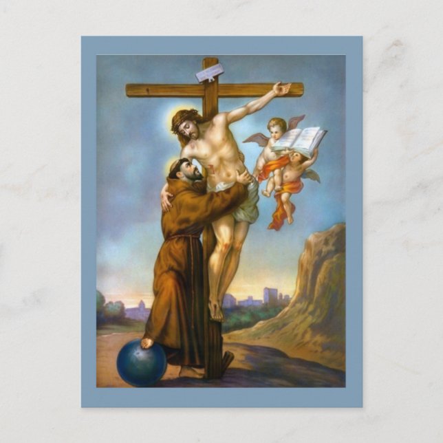 St. Francis of Assisi Jesus Crucifixion Änglar Vykort (Framsida)