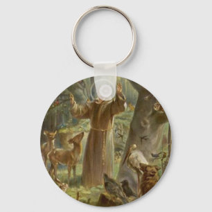 St. Francis of Assisi, omringad av djur Nyckelring