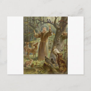 St. Francis of Assisi, omringad av djur Vykort