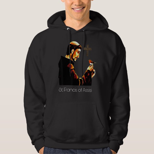 St Francis of Assisi Patron Saint of Animals Catho Hoodie (Framsida)