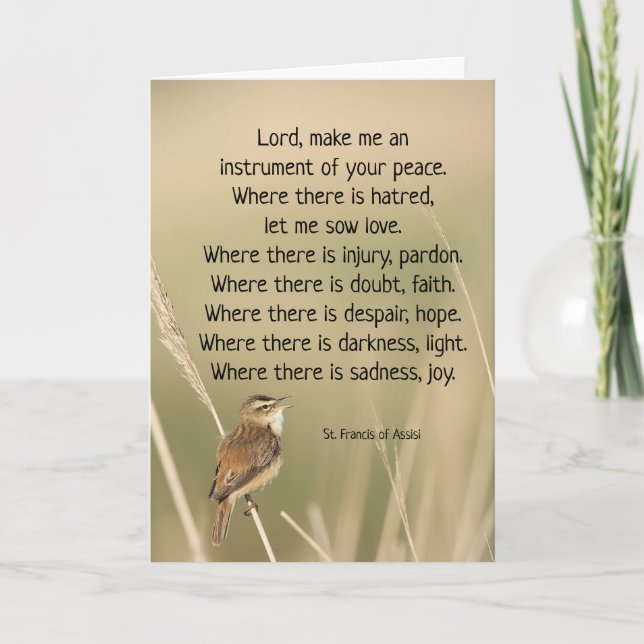 St. Francis of Assisi Prayer Bird Inspirational Kort (Framsida)