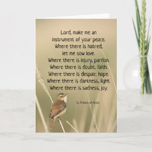 St. Francis of Assisi Prayer Bird Inspirational Kort