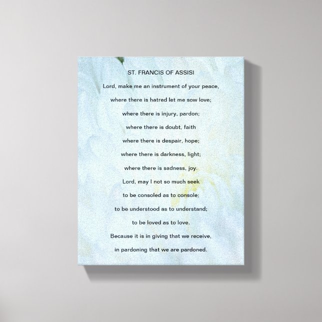 St Francis of Assisi Prayer Canvastryck (Framsida)