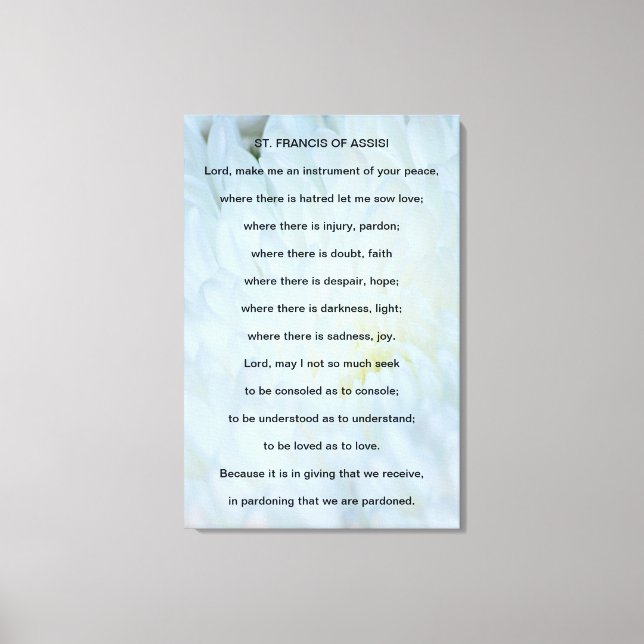 St Francis of Assisi Prayer Canvastryck (Framsida)