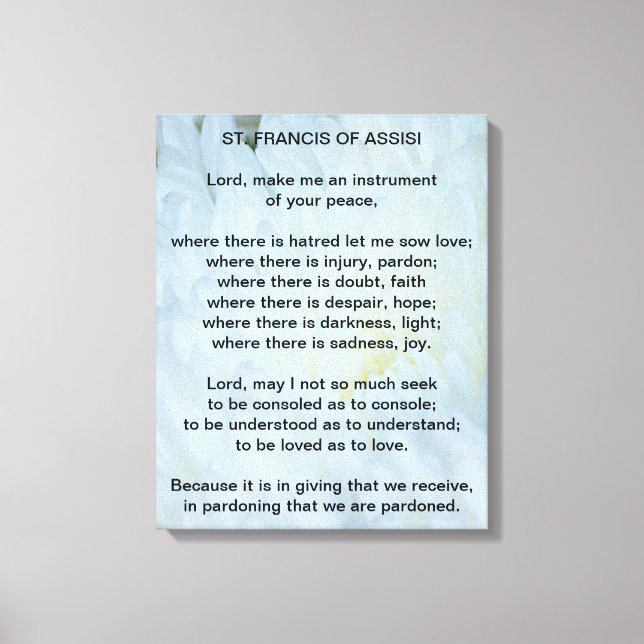 St Francis of Assisi Prayer Canvastryck (Framsida)