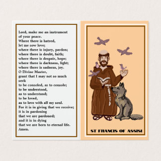 St Francis of Assisi prayer card Visitkort