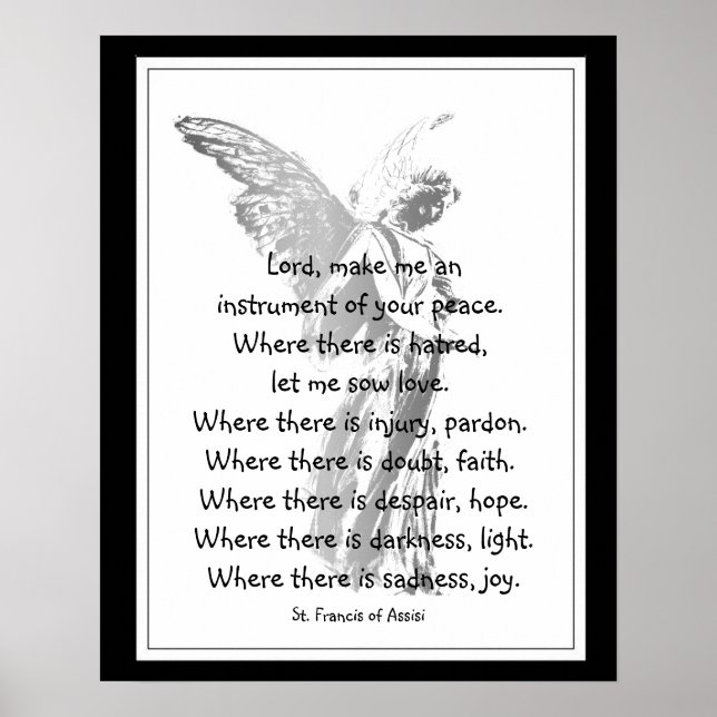 St. Francis of Assisi Prayer med Angel Poster (Framsidan)