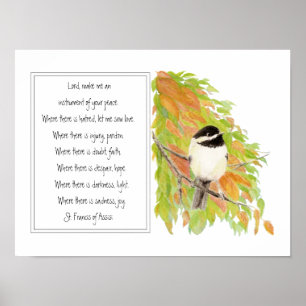 St. Francis of Assisi Prayer med Chickadee Poster