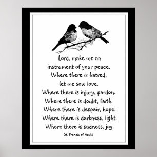 St. Francis of Assisi Prayer med lilla fåglar Poster