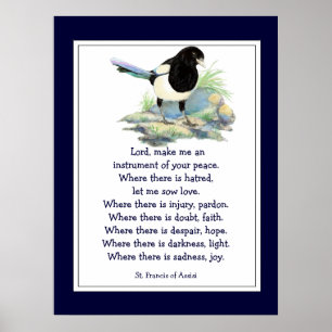 St. Francis of Assisi Prayer med Magpie Bird Poster