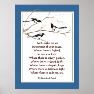 St. Francis of Assisi Prayer med Magpie Birds Poster
