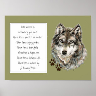 St. Francis of Assisi Prayer med Varg Tracks Poster