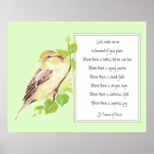 St. Francis of Assisi, Prayer Sparrow-fågel Poster