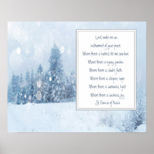St. Francis of Assisi Prayer Winter Snö Forest Poster