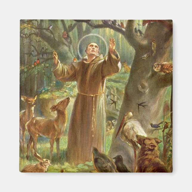 St Francis of Assisi predikar för djur Magnet (Framsidan)