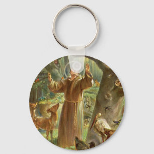 St Francis of Assisi predikar för djur Nyckelring