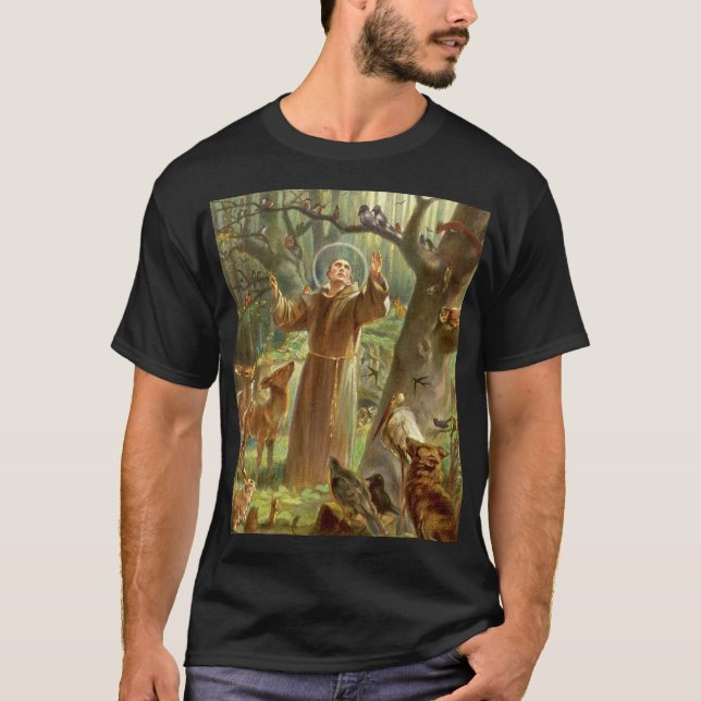 St Francis of Assisi predikar för djur T Shirt (Framsida)