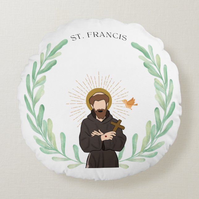 St. Francis of Assisi Round Pillow Rund Kudde (Framsidan)