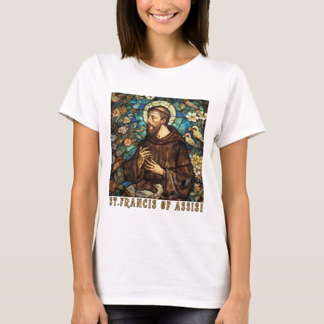 St. Francis of Assisi T-Shirt for Women Christian (Framsida)