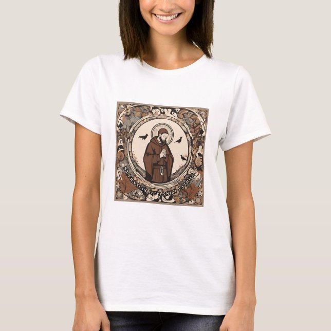 St. Francis of Assisi T-Shirt for Women Christian (Framsida)