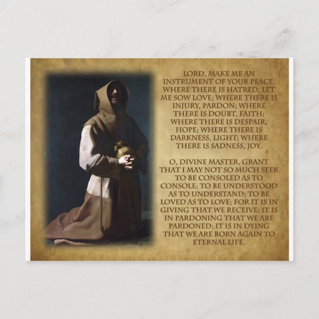 St Francis of Assisi's Prayer Vykort (Framsida)