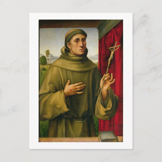 St. Francis of Assissi, c.1490 (tempera on panel) Vykort (Framsida)